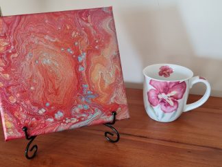 'Bubbles'.   Original Abstract Art on 8 inch by 8 inch thin edged stretched canvas.