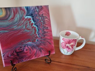 'A Moment in Time'.   Original Abstract Art on 8 inch by 8 inch thin edged stretched canvas.