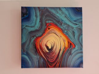 'Heat Escaping the Cold'.   Original Abstract Art on 10 inch by 10 inch Gallery Wrapped stretched canvas.